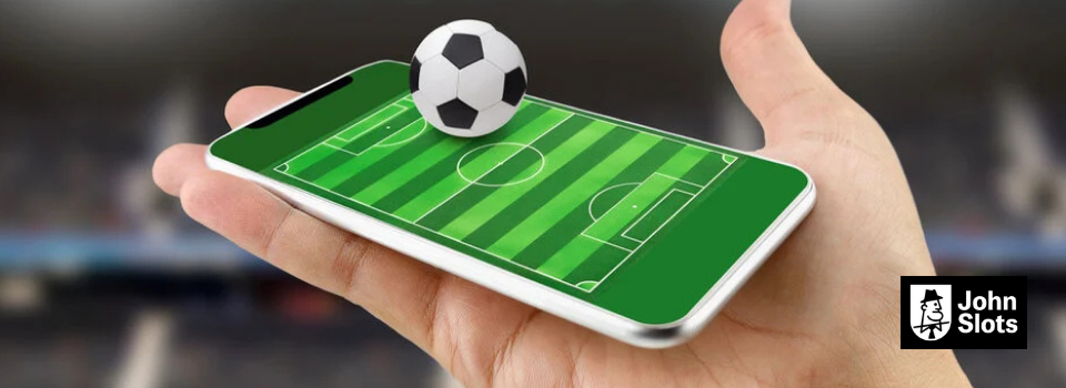 an illustration of a phone with a soccer field and a ball