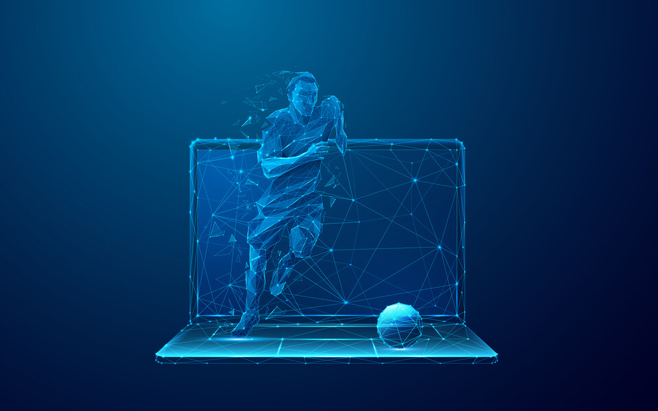 Football Player on Laptop