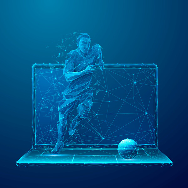 Football Player on Laptop