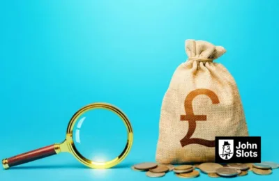 investigating money bag on blue background