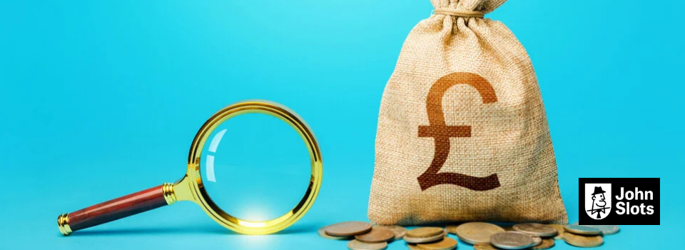 investigating money bag on blue background