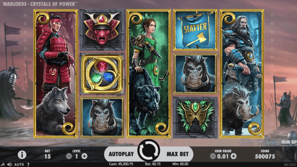 Slot page gameplay of warlords crystals of power game