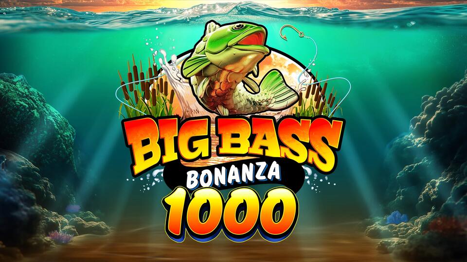 Big Bass Bonanza 1000 logo with a jumping bass fish against a watery background.