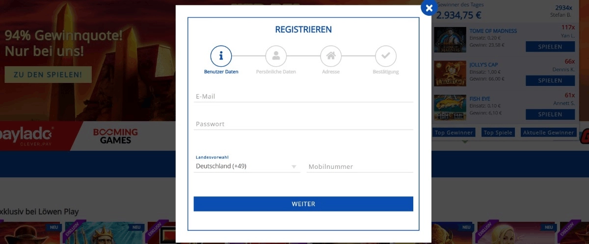 Registrieren auf Löwen Play