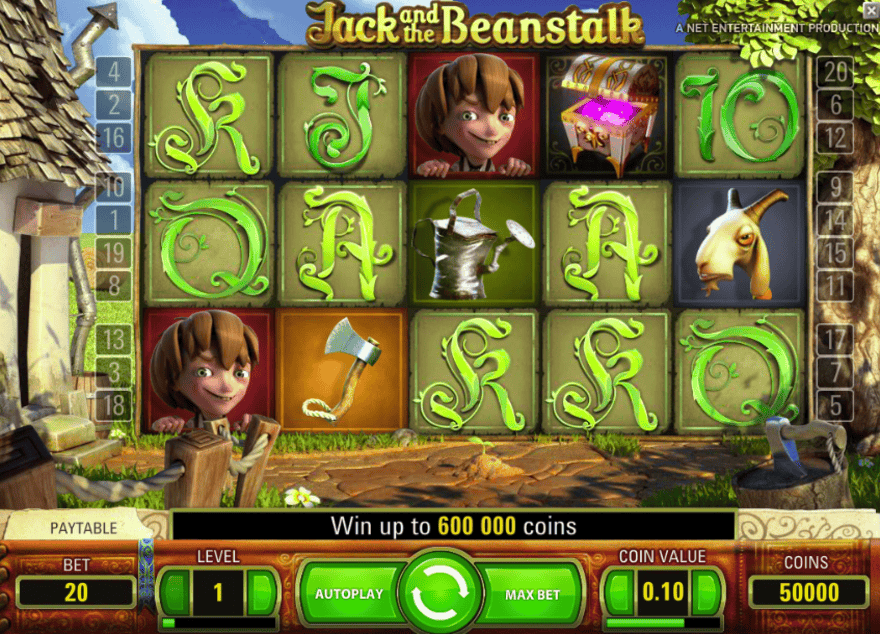 Gameplay of Jack and the Beanstalk game by NetEnt