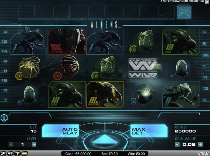 Gameplay of Alien slot game by NetEnt