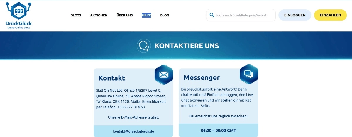 Kundenservice und Support DrückGlück