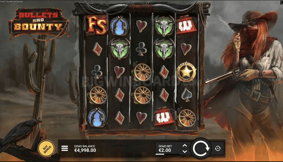 Bullets and bounty slot game screen