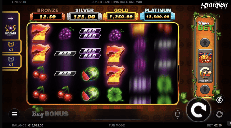 joker lanterns slot game screen