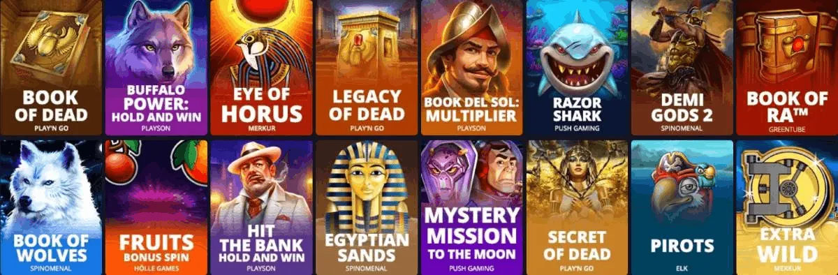 Spielauswahl bei Lord Lucky