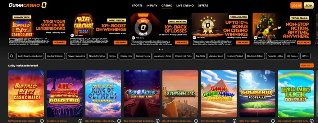 Quinnbet home page