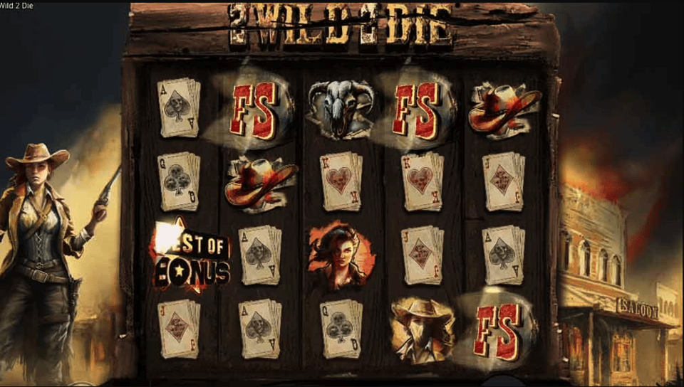 2 wild 2 die slot game screen