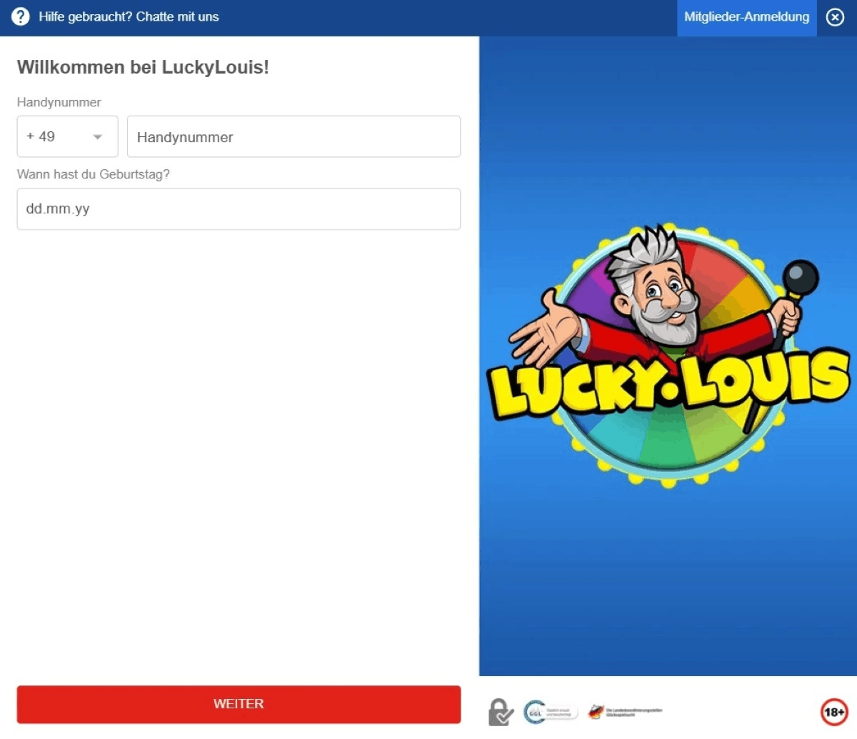 Registrierung & Verifizierung bei LuckyLouis