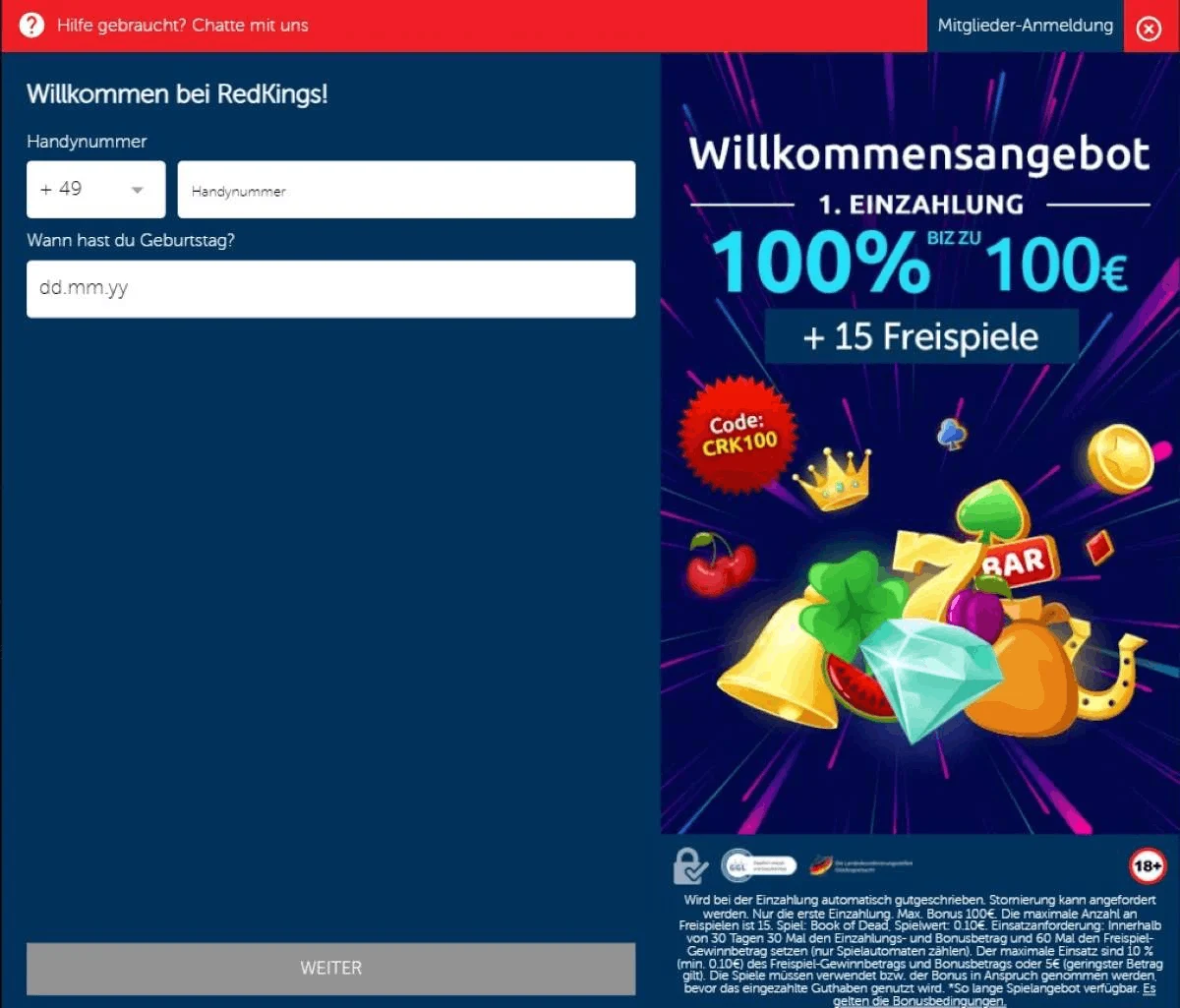 Registrierung & Verifizierung bei Red Kings