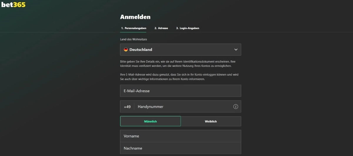 Registrieren auf bet365