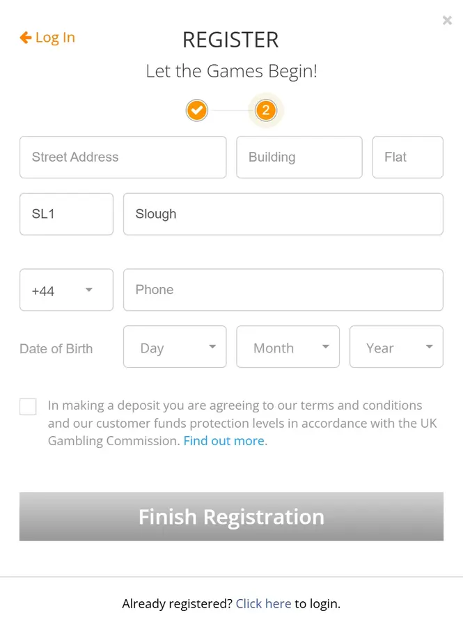 jackpot.com sign up step 2