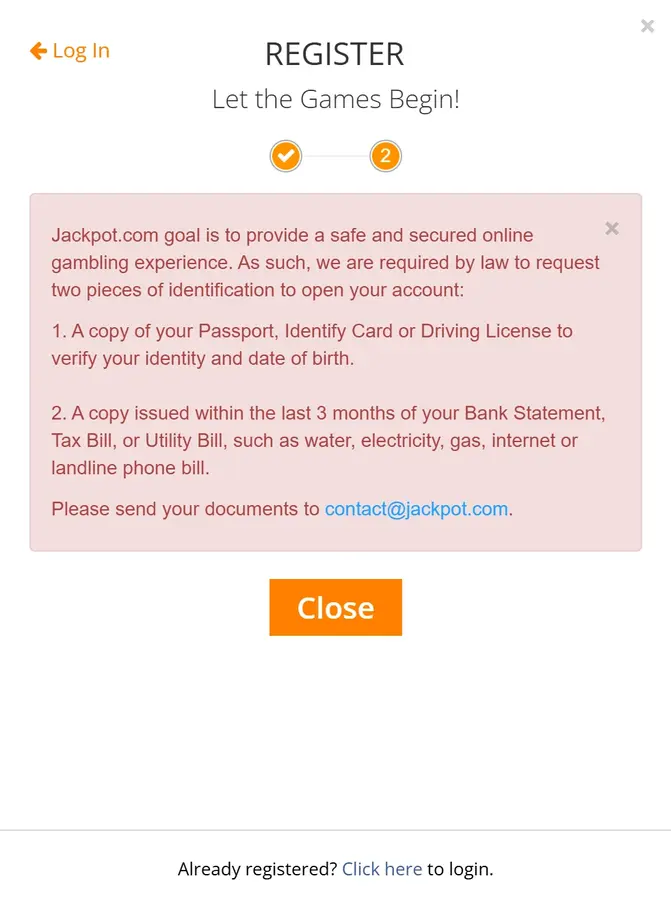 jackpot.com sign up step 3