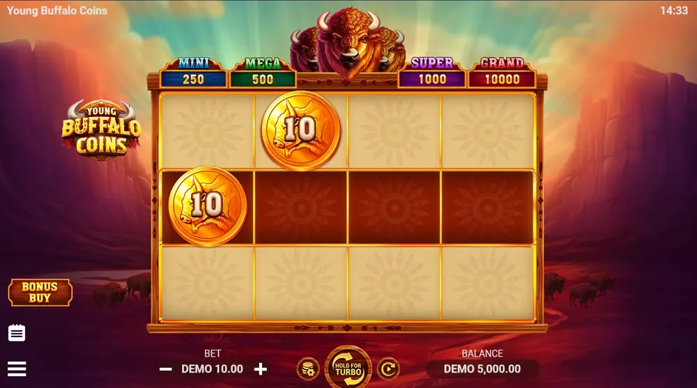 young buffalo coins slot game